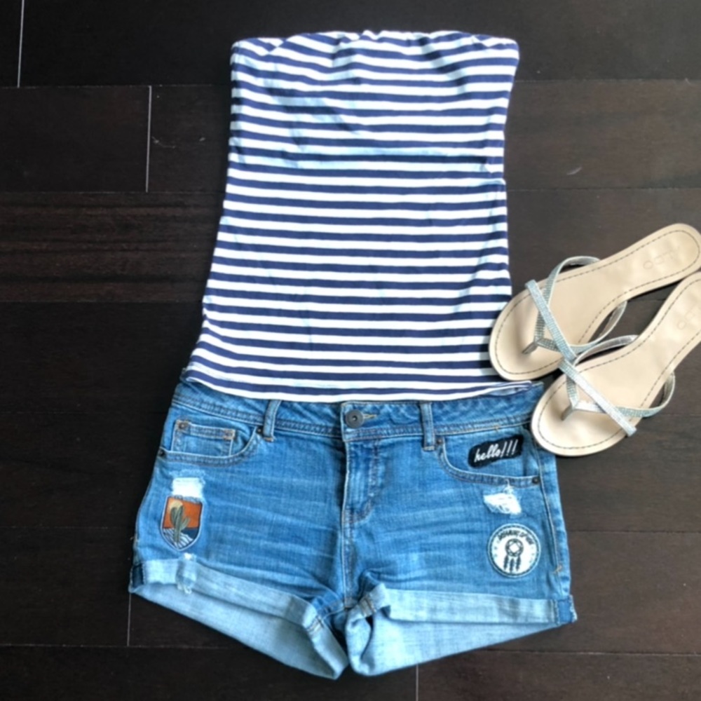 RACHEL Rachel Roy Striped Strapless Top